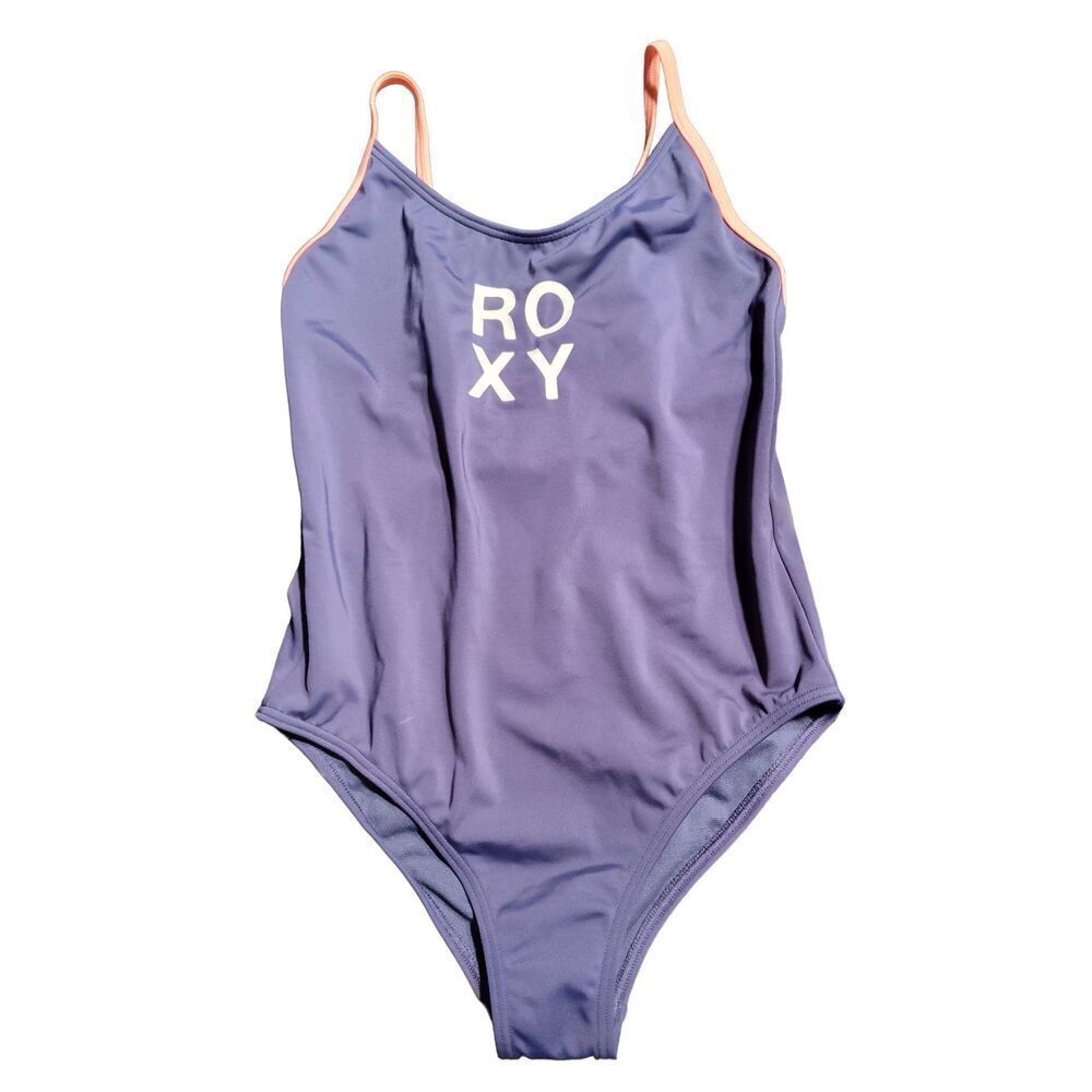 ROXY GIRLS ONE PIECE BLUE LOGO SWIMSUIT 10/M NWT